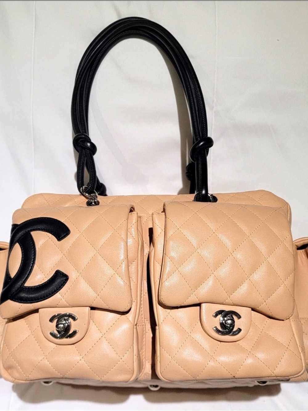CHANEL Cambon Reporter Bag Beige and Black
